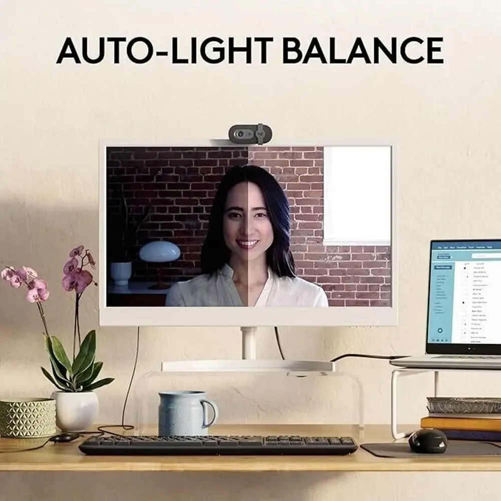 Logitech Brio 101 HD Webcam - 1080p, Light Correction, Privacy Shutter, USB-A